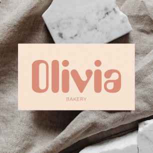 Retro Minimalist Bold Beige Business Card