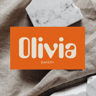 Retro Minimalist Bold Orange Business Card