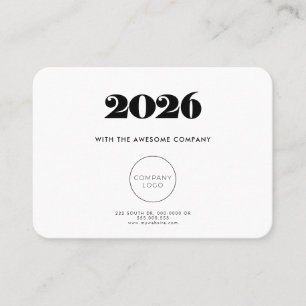 Retro minimalist Calendar 2026 corporate Business Card