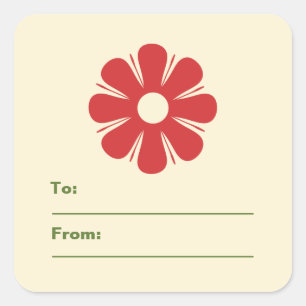 Retro Minimalist Christmas Flower Gift Label