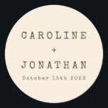 Retro Minimalist Cream Typewriter Custom Wedding Classic Round Sticker<br><div class="desc">Retro Minimalist Typewriter Font Custom Wedding Classic Round Sticker in Cream</div>