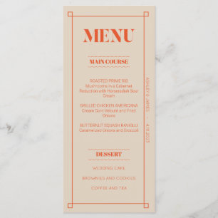 Retro Minimalist Custom Flat Menu Card
