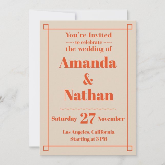 Retro Minimalist Custom Wedding Invitation (Front)