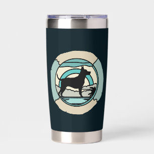 Retro Minimalist Dog Alone on the Beach Insulated Tumbler