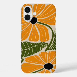 Retro minimalist golden floral art iPhone case