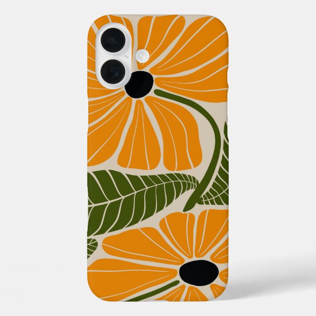 Retro minimalist golden floral art iPhone case (Back)