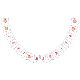 Retro Minimalist Just Married Newlyweds Bunting Flags