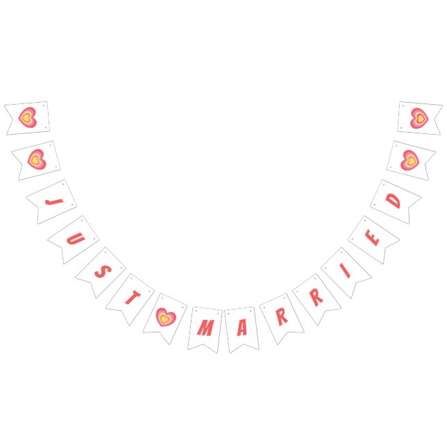 Retro Minimalist Just Married Newlyweds Bunting Flags (All)