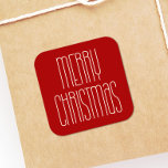 Retro Minimalist Merry Christmas Red Square Sticker<br><div class="desc">Merry Christmas sticker : a retro art deco inspired typography for a minimalist design.</div>