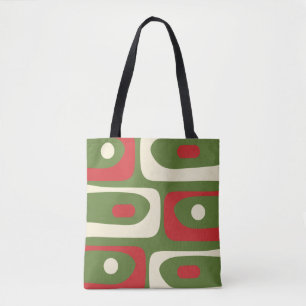 Retro Minimalist Mid-Century Christmas Piquet Tote Bag