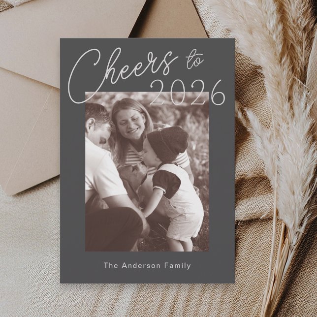 Retro Minimalist New Years Photo Holiday Card (Creator Uploaded)