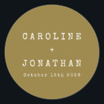 Retro Minimalist Ochre Typewriter Custom Wedding Classic Round Sticker<br><div class="desc">Retro Minimalist Typewriter Font Custom Wedding Classic Round Sticker in Ochre</div>