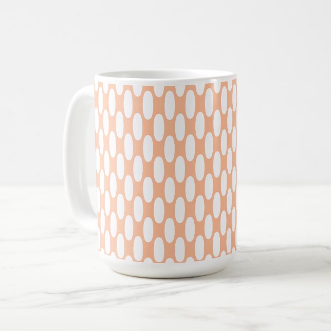 Retro minimalist orange white polka dots coffee mug (Front Left)
