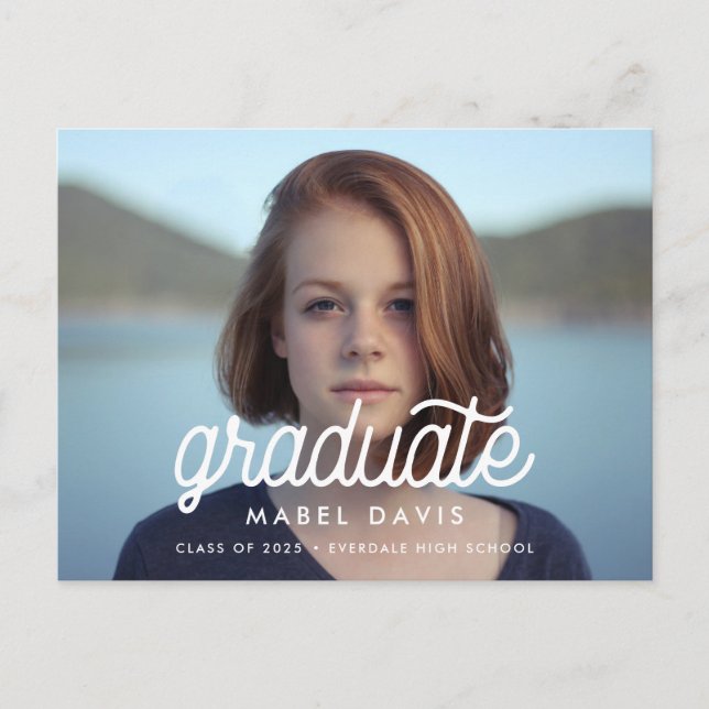 Retro minimalist Photo graduation Postcard (Front)
