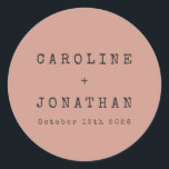 Retro Minimalist Rose Typewriter Custom Wedding Classic Round Sticker<br><div class="desc">Retro Minimalist Typewriter Font Custom Wedding Classic Round Sticker in Rose with Black Typography</div>