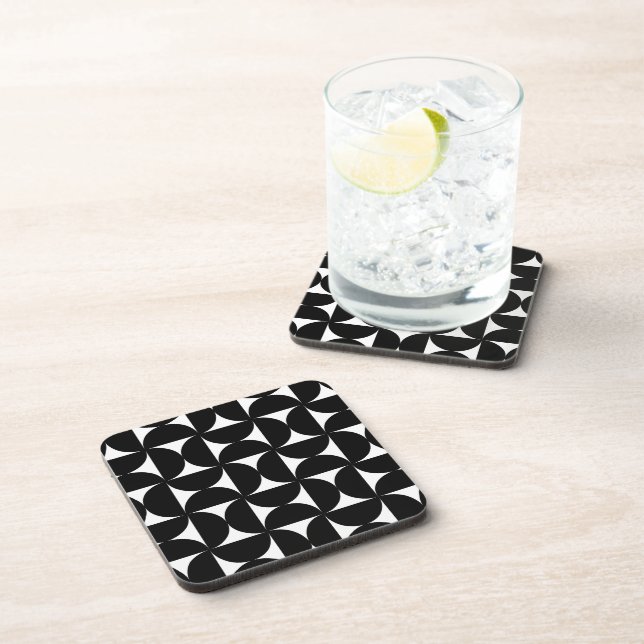 Retro Minimalist Style Black Geometric Bauhaus Coaster (Right Side)