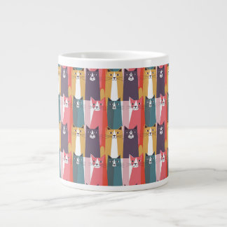 Retro Minimalist Stylized Cats Coffee Cup