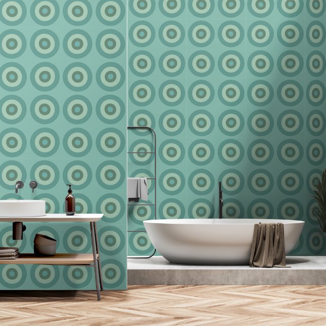 Retro Minimalist Wallpaper with Concentric Circles (Bathroom)