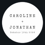 Retro Minimalist White Typewriter Custom Wedding Classic Round Sticker<br><div class="desc">Retro Minimalist Typewriter Font Custom Wedding Classic Round Sticker in White</div>