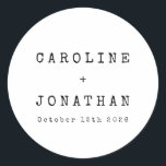 Retro Minimalist White Typewriter Custom Wedding Classic Round Sticker<br><div class="desc">Retro Minimalist Typewriter Font Custom Wedding Classic Round Sticker in White</div>
