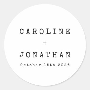 Retro Minimalist White Typewriter Custom Wedding Classic Round Sticker