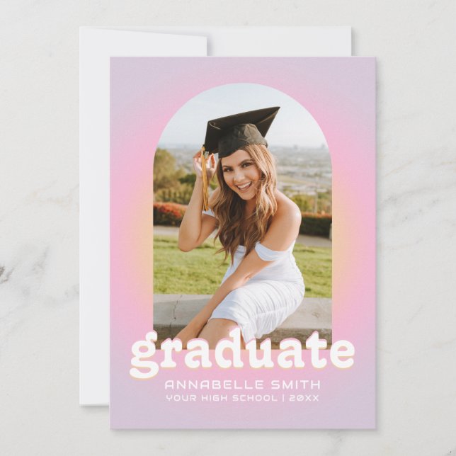Retro minimaliste Arc Photo Graduation Invitation (Devant)