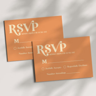 Rétro minimaliste mariage orange RSVP