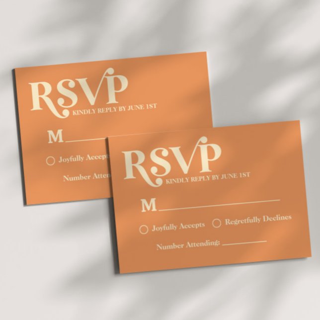 Rétro minimaliste mariage orange RSVP (Créateur téléchargé)