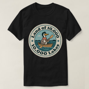 Retro Minnesota Loon Bird with Scarf and Paddle T-Shirt