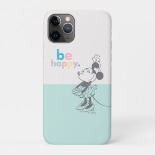 Retro Minnie Mouse - Be Happy Coloured Text iPhone 11 Pro Case
