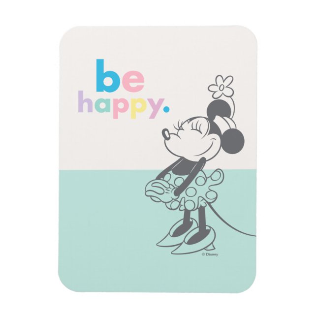Retro Minnie Mouse - Be Happy Coloured Text Magnet (Vertical)