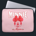 Retro Minnie Mouse Cherry Smile Laptop Sleeve<br><div class="desc">Sweet, vintage-inspired, and full of classic Disney charm, this cheerful artwork features Minnie Mouse with her iconic bow, playful smile, and adorable cherry accents. The bold retro lettering and soft pink background give the design a nostalgic yet fun feel that instantly stands out. Perfect for customizable Zazzle products like apparel,...</div>