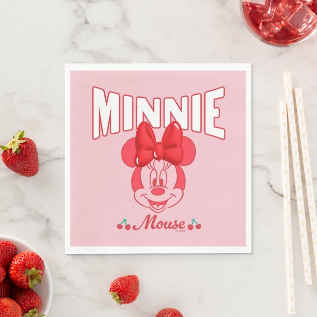 Retro Minnie Mouse Cherry Smile Napkin (Insitu)