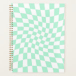 Retro Mint Checks Warped Chequerboard Chequered Planner<br><div class="desc">Perfect warped chequered design. Modern warped checkers. This nice retro psychedelic design takes you to the wonderland. Warped checks in pastel colours. Twirl and swirl, twist checks, chequered pattern</div>