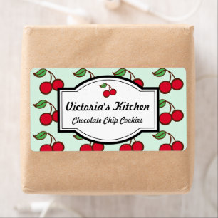 Retro Mint Cherry Personalized Kitchen Labels