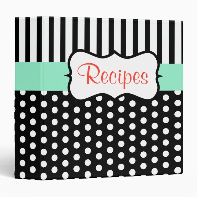 Retro Mint Cuisine noire Recette Classeur Cadeau (Devant/Côté)