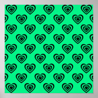 Retro Mint Green Hypnotic Heart Pattern   