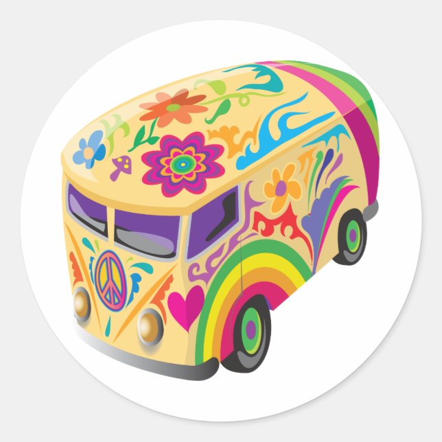 Retro Minvan Classic Round Sticker (Front)