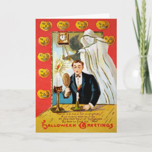 Retro Mirror Ghost Halloween Card