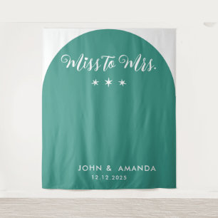 Retro Miss to Mrs Bridal Shower Teal Boho 70s Tapestry