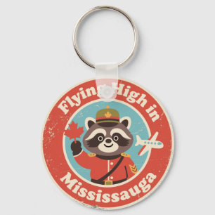Retro Mississauga Raccoon Flying Keychain