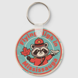 Retro Mississauga Raccoon Mountie Keychain