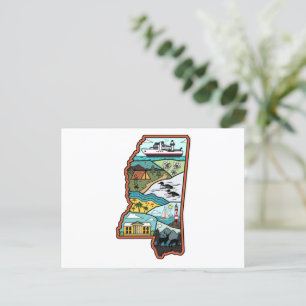 Retro Mississippi Biloxi Laurel MS State Souvenir Postcard