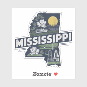 Retro Mississippi State Car Sticker