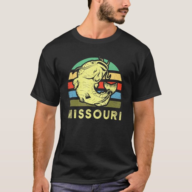 Retro Missouri Catfish Fishing Catfisherman Fisher T-Shirt (Front)