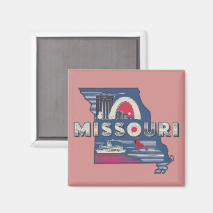 Retro Missouri Silhouette Magnet