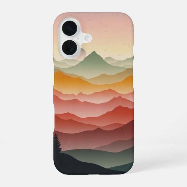 Retro Misty Mountains iPhone 16 Case (Back)