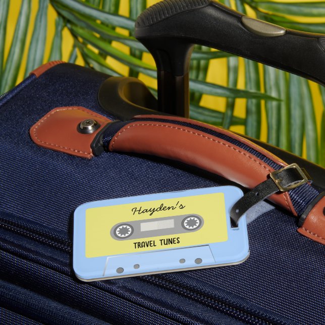 Retro Mix Tape Cassette Tape Personalised Luggage Tag (Front Insitu 3)