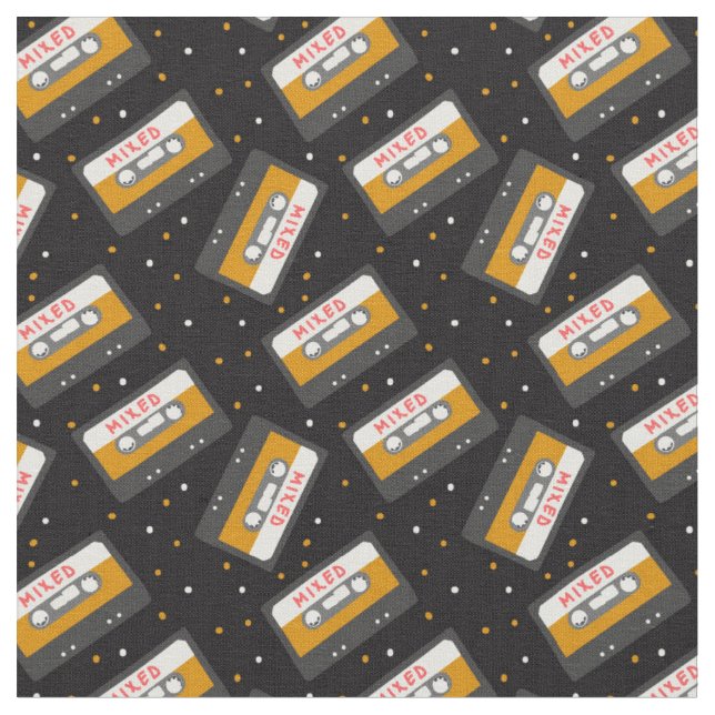 Retro Mixed Tape Repeating patten Fabric (Close Up)