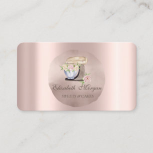 Retro Mixer Flowers Rose Gold Circle Business Card